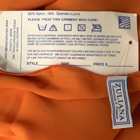 Zuliana Orange Beach Sarong/Cover Up. Made in USA. New With Tags. - Picture 4 of 5